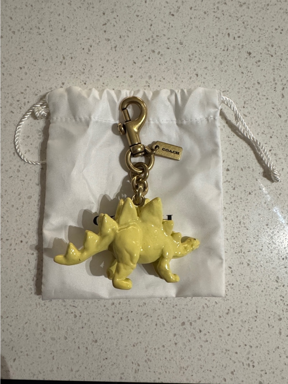 Coach Yellow Stegosaurus Bag Charm with Brass Hardware